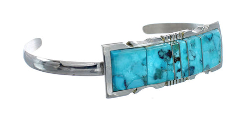 Sterling Silver Navajo Indian Turquoise Cuff Bracelet AX127667
